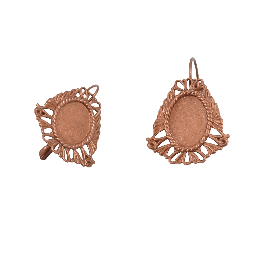 12 Pieces/Lot DIY Earring Wire Hook Blank Oval Filigree Flower 11x 16 mm Oval Cabochon DIY Jewelry Findings