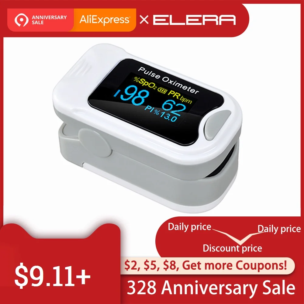

ELERA New Digital Finger Pulse Oximeter Portable Fingertip Pulsioximetro a Finger SPO2 PR PI Oximetro de dedo
