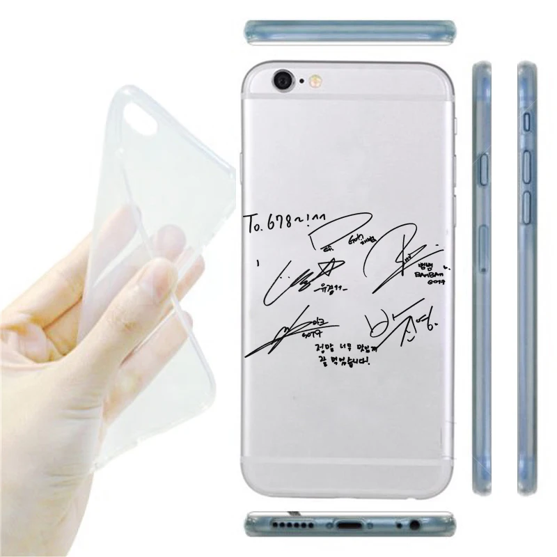 

BZWGL got7 signature Phone Case for iPhone 5s 6 7 8 Plus X tpu Transparent soft cover for samsung s7 s8 edge case