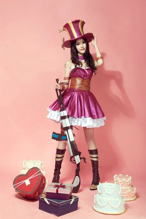 [В наличии] форма из искусственной кожи для игры LOL Caitlyn шериф пилтовера платье
