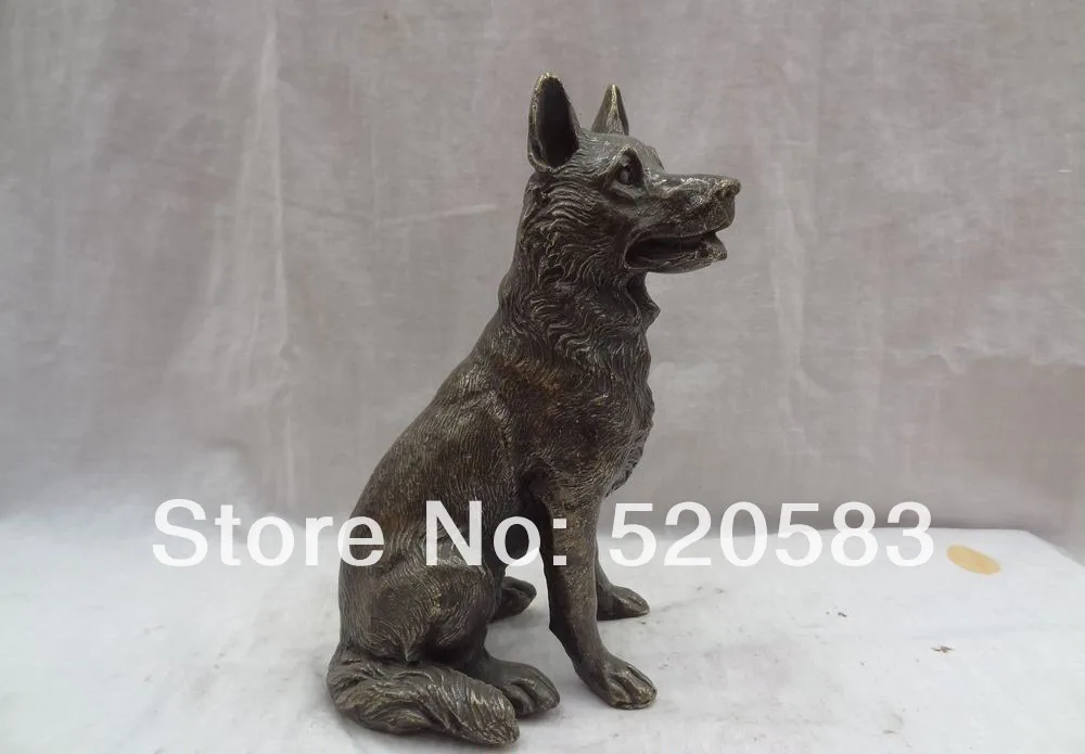 

free 9" China Bronze Animals Sculpture Set Chinese Zodiac Wealth Wolf Dog Statue fast