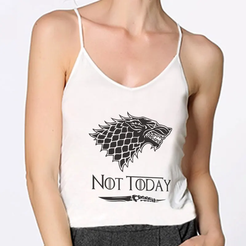 

Not Today Print Harajuku Aesthetics Arya Stark Tshirt Sexy Sleeveless Tops Tees Fashion Casual T Shirt Vogue T-shirt Women