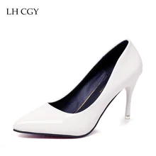 Plus Size 24-42 Women Shoes Pointed Toe Pumps Patent Leather Dress Shoes High Heels Boat Shoes Wedding shoes zapatos mujer 146