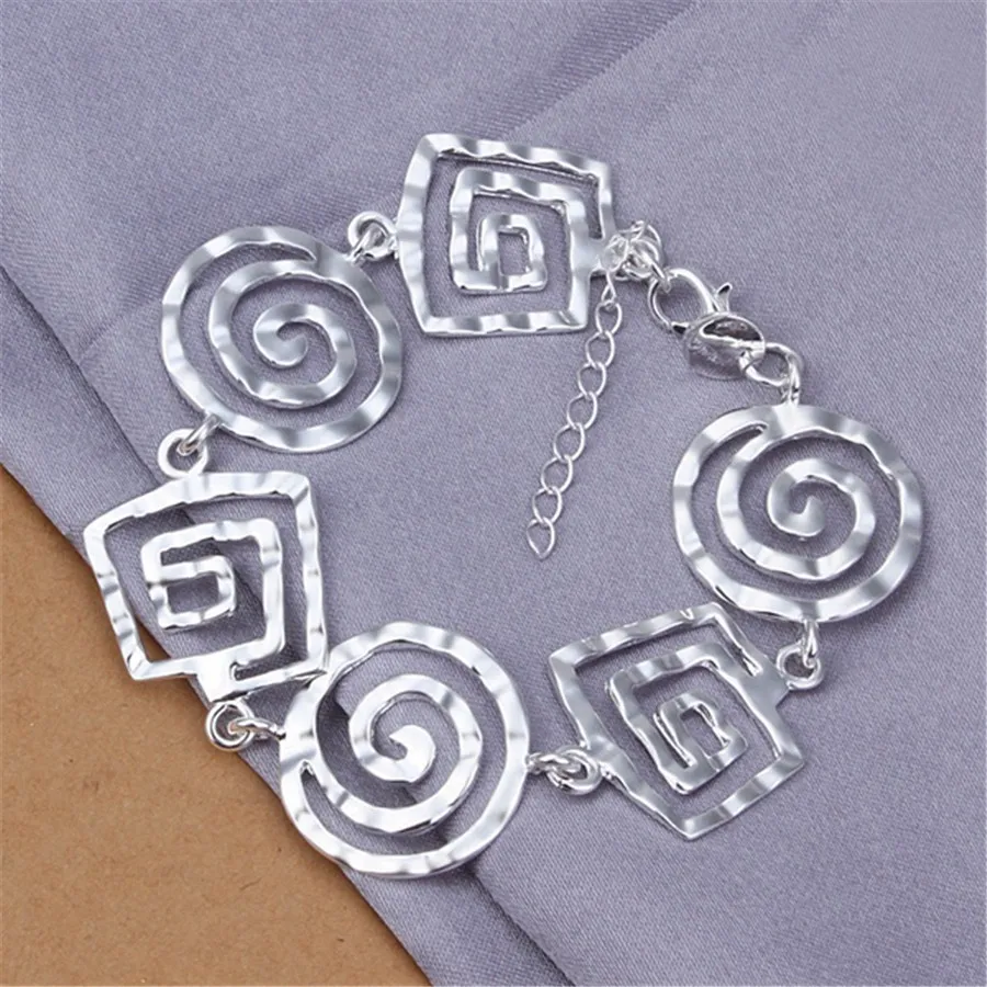 

silver color geometric bracelets new For women lady wedding cute nice high quality fashion jewelry Christmas gifts H324