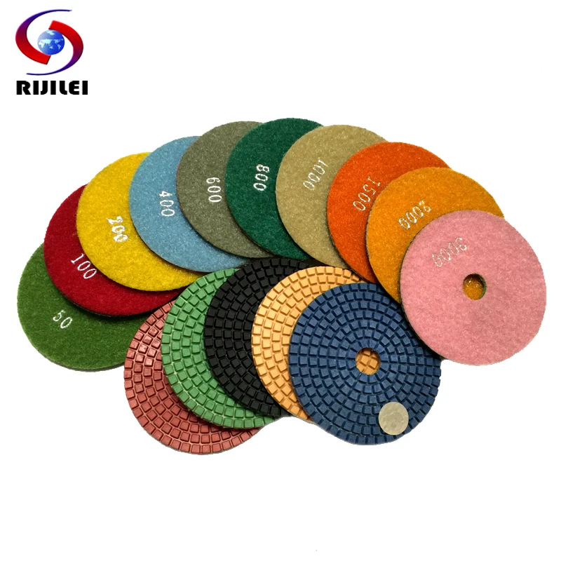 US $23.18 Rijilei 10 PcsLot 4 Inch100mm Wet Polishing PadsGranite Polishing Pads Diamond Polishing Pad For Marble Diamond Tools 4ds1