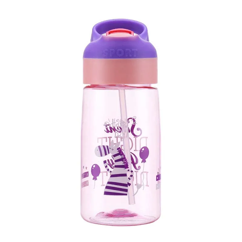Спортивная Бутылка 550 мл, детская бутылка для воды с соломинкой, Детский горшок для питьевой воды, пластиковые портативные бутылки - Цвет: Pink Horse