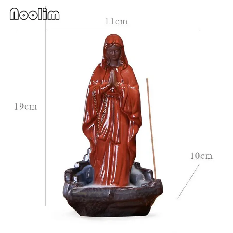 Керамическая Статуя Девы Марии Иисуса Христа статуя курильница для благовоний горелка Ремесленная подставка для ароматических палочек курильница+ 10 шт. конусов