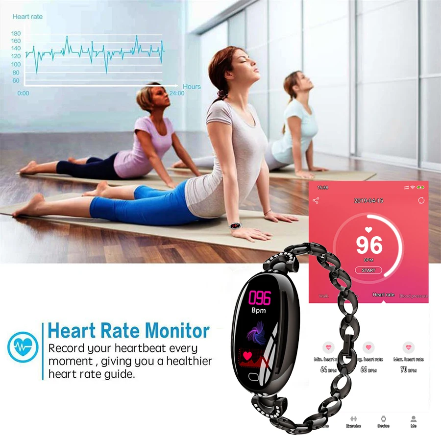 SCOMAS Модные женские Смарт-часы SE68 0,9" ips монитор сердечного ритма и артериального давления фитнес-трекер умные часы для iOS Android
