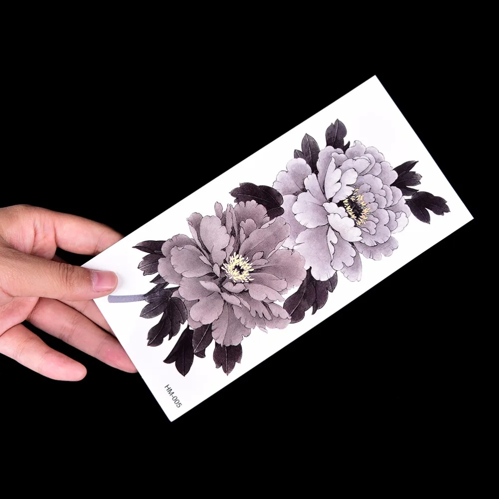 

1 pcs Arm Leg Tatto Sticker China Peony Flower Temporary Tattoo Sticker Series Grey-White Waterproof One-Time Tattoos Stickers