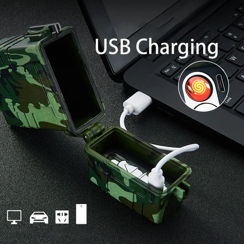 Открытый водонепроницаемый портативный USB чехол для электронной сигареты с зажигалкой 20 шт держатель для сигарет коробка для сигарет гаджеты для мужчин