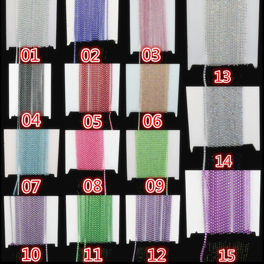 

10Yards,SS6,2mm,,B Grade,Clear AB,glass Crystal Rhinestones,Banding Trim,15 color,Trim Plastic chain,bottom Wedding dresses