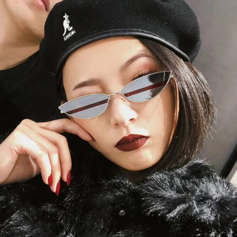 

2018 New Cute Sexy Sunglases Retro Cat Eye Sunglasses Women Metal Triangle Vintage Cateye Sun Glasses Female