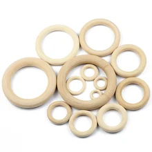 JHNBY-cuentas de madera Natural sin plomo, 20-95mm, conectores, círculos, anillos, cuentas, para pulsera, fabricación de joyería, dentición de bebé