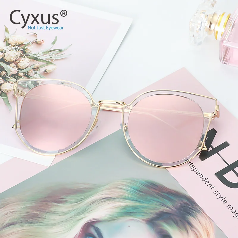 Cyxus модные кошачий глаз женские солнцезащитные очкив ретро стиле прозрачная оправа брендовые солнцезащитные очки-1713