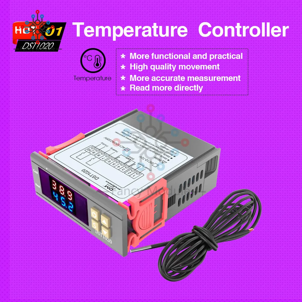 DST1020 AC 110-220V двойной дисплей цифровой контроль температуры Лер контроль термостат DS18B20 датчик Водонепроницаемый заменить STC-1000