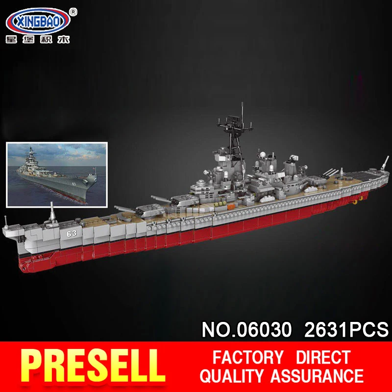 

XINGBAO 06030 2631pcs Military Series The Missouri Battleship Set Blocks Bricks Educational Toys Assembled DIY Birthday Gifts
