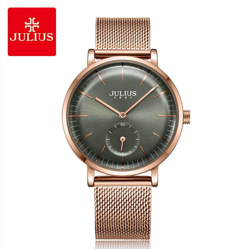 Женские кварцевые часы Julius из нержавеющей стали с сетчатым ремешком реальные