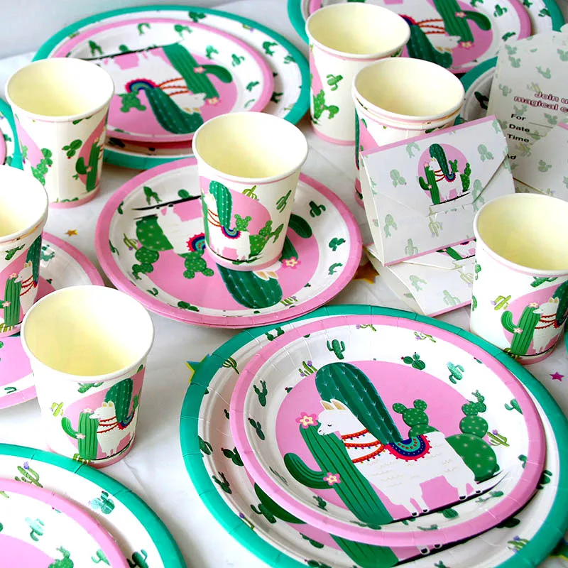 Мексиканский кактус лама Альпака декоративная бумага для вечеринок чашки пластины задний план фиеста шары для детей принадлежности для рождения детей