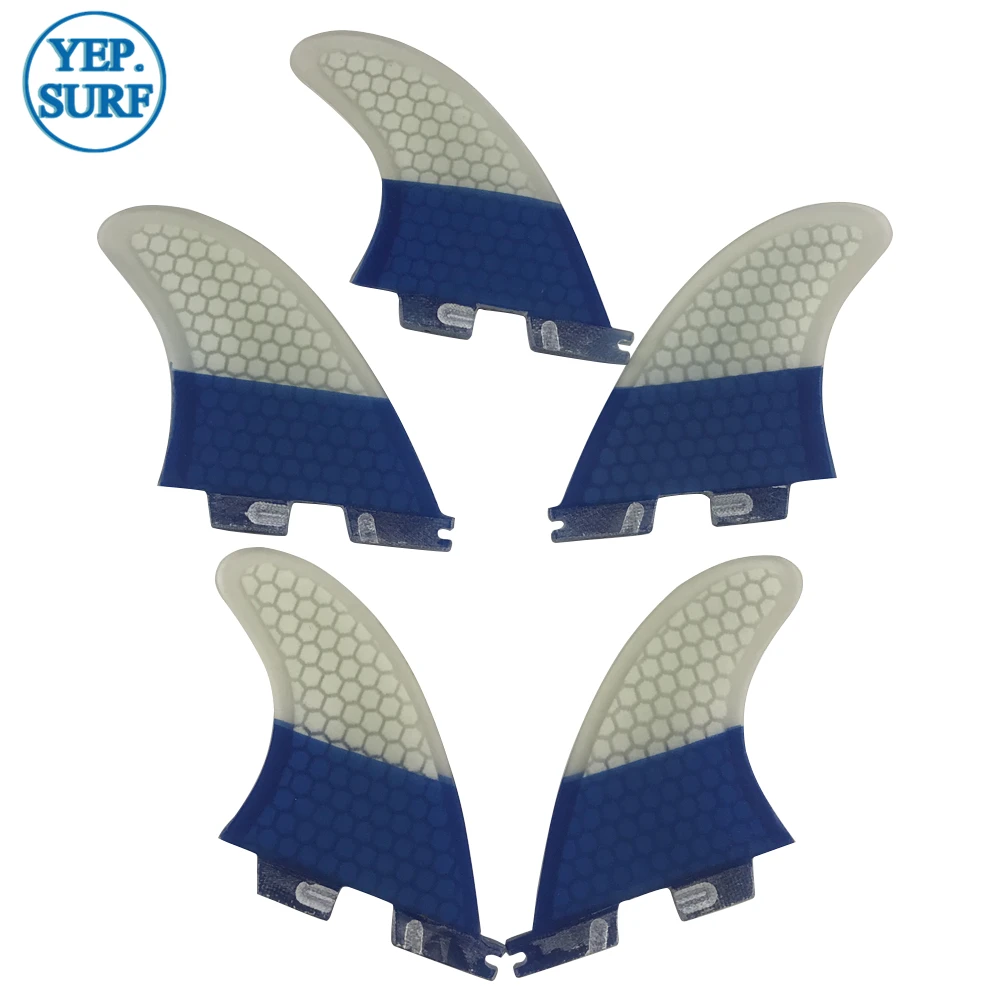 Aletas de tabla de Surf FCS2 K2.1 aletas tri-quad Surf FCSII color azul y blanco Quilhas aletas de panal - 6
