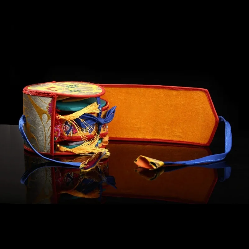 Nepali Fine Sheepskin Religious Ceremonies Drum Hand Drum Tantra Hand With A Bag-Instrumentos Musicales