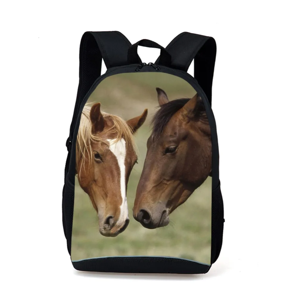 New Arrival 3D Print Animal Horse Children School Backpack Men Weekend