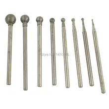8Pcs Diamond Coated 1-6 mm Spherical Head Mounted Points Spheres Grinding Bit Sculpting Tools Lapidary Gemstone