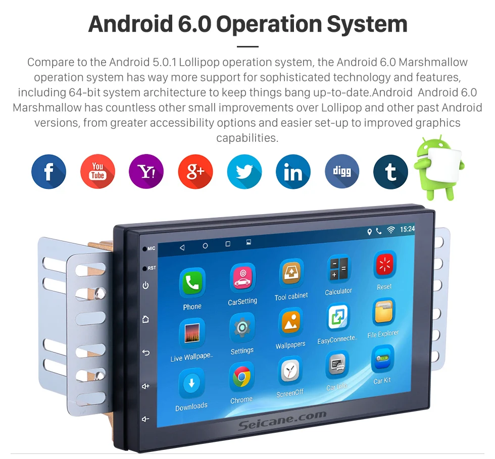 Top Seicane 2Din Android 6.0  7" GPS Car Radio For Universal TOYOTA RAV4 COROLLA Chr YARIS Auris Prius avensis INNOVA CAMRY 6