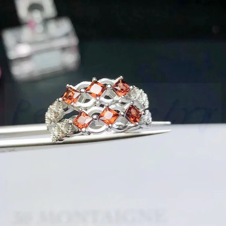 Гранат кольцо натуральный настоящий Гранат 925 стерлингового серебра ювелирные украшения 0.3ct* 6 шт драгоценный камень для мужчин или женщин# B95601
