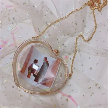 

Milk bear Hot Transparents Laser Small Mini Love Heart Shape Women Messenger Bags Chain Luxury Handbags Women Bags Designer Cros
