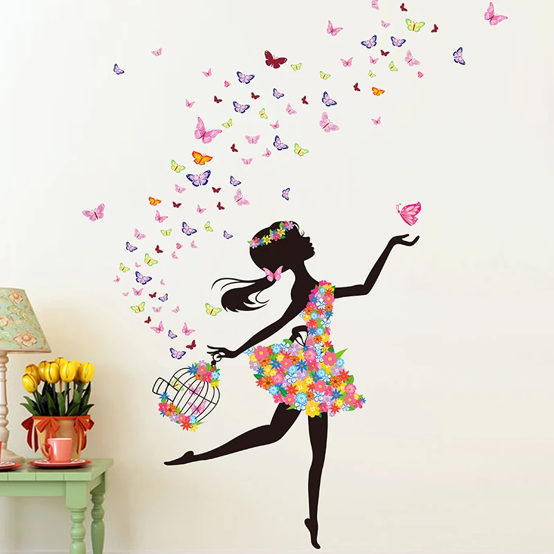 DIY Wall Decor Dancing Girl Art Wall Stickers For Kids Rooms Home Decor