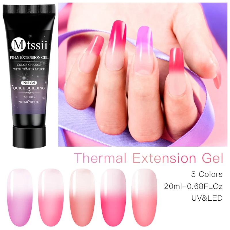 

Mtssii 20ml Thermal Quick Building UV Gel Acrylic Poly Extension Gel Nail Tips UV Builder Soak Off Nail Art Gel Polish Varnish
