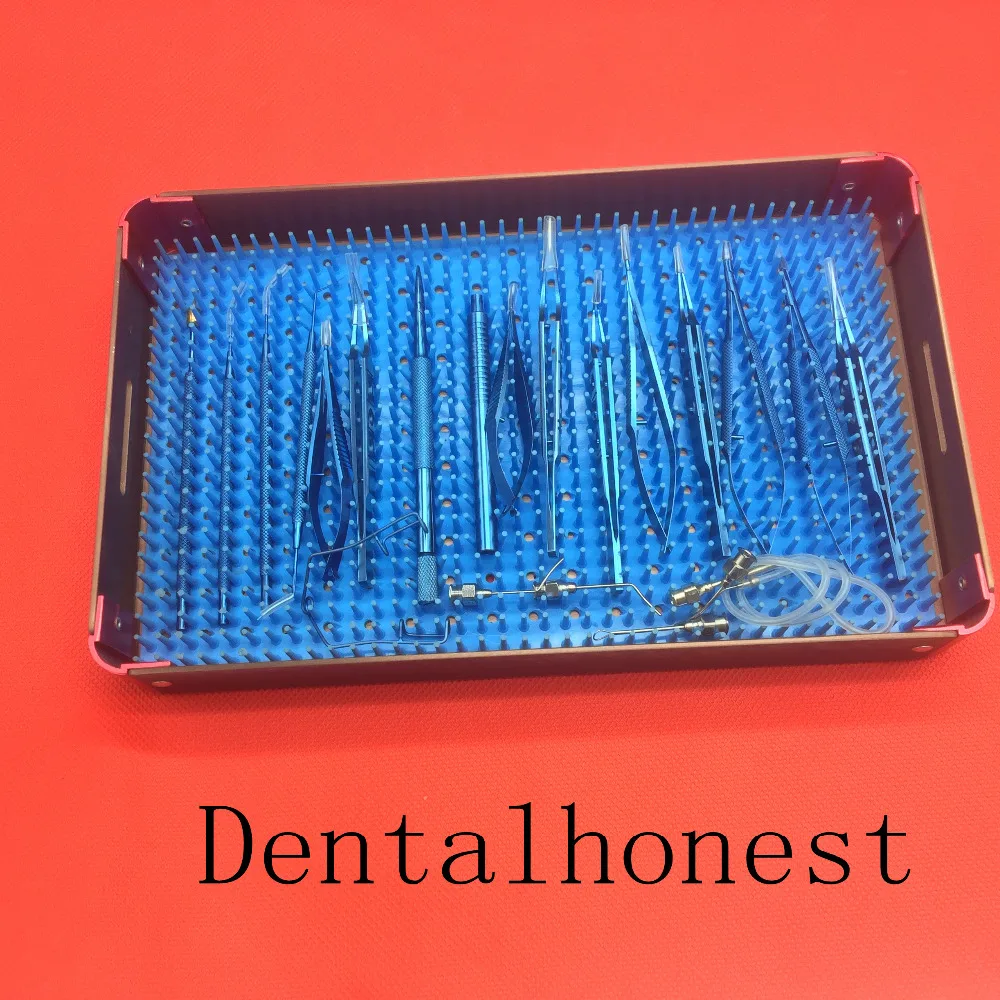 

21PCS Titanium Cataract Set Eye with sterilization tray case box Ophthalmic Surgical Instruments