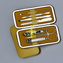 200 компл./лот Горячая 7 в 1 шт инструментов для ногтей комплект для стрижки, уход за ногтями Набор, педикюр, ножницы, пинцет, Ножи для бровей, ушным пинцетом, практичный набор маникюрных инструментов