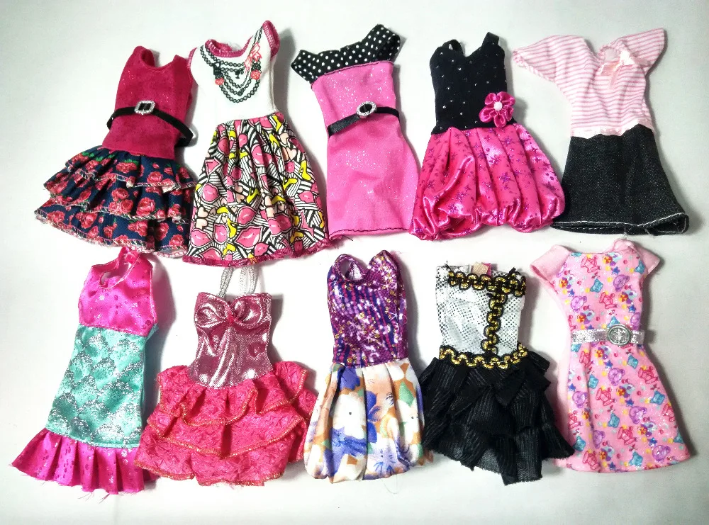 Случайный выбор, 14 шт./лот, комплекты одежды для кукол, модная одежда, повседневные платья, костюмы для куклы Барби, платье, лучший подарок, игрушки для малышей