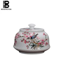 Фарфор в китайском стиле хранение чая офис кунг-фу чайный сервиз аксессуары нарисованный вручную Цветок Птица узор Tieguanyin коробка банка Caddy