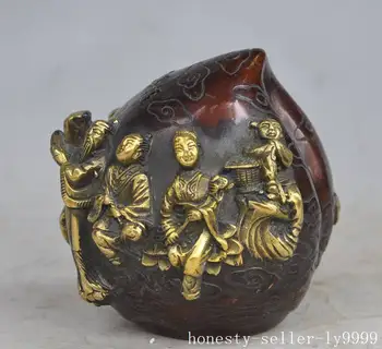 

Crafts statue China Bronze Copper Gilt 8 Immortals God Peaches Momoko Longevity lucky statue
