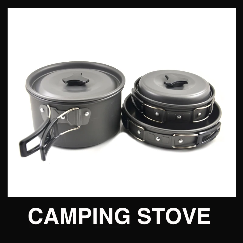 11pieces black Aluminum Alloy outdoor camping pot set cookware