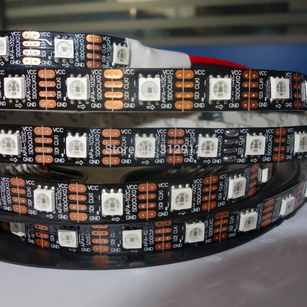 Черная печатная плата 4 м DC5V APA 102C Адресуемая светодиодная Пиксельная полоса 60