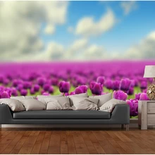 Пользовательские природы фрески, Весенние тюльпаны, 3d фото текстильные обои для гостиной спальня ТВ фон тиснением Papel де Parede