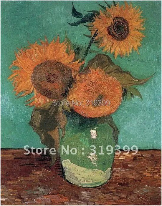 

Linen Canvas Oil Painting reproduction,Three Sunflowers in a Vase by vincent van gogh,100% handmade,Free DHL Shipping