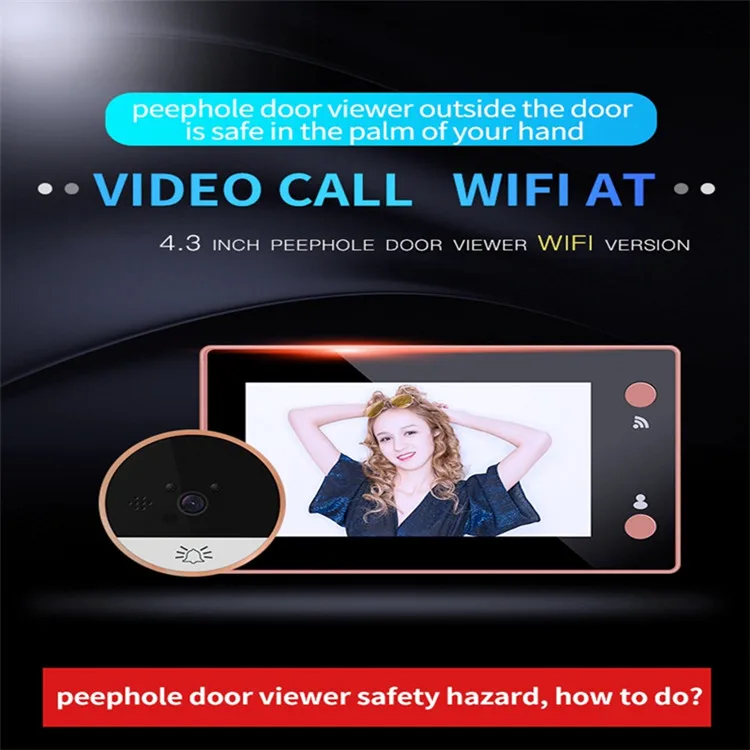 Wifi приложение дверной глазок HD цифровой инфракрасный PIR ночное видение Обнаружение движения дверной звонок видеодомофон камера монитор