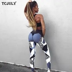 TCJULY пикантные леопардовым принтом Спортивные Леггинсы для Для женщин Высокая талия узкие брюки для фитнеса брюки дышащий тянущиеся для