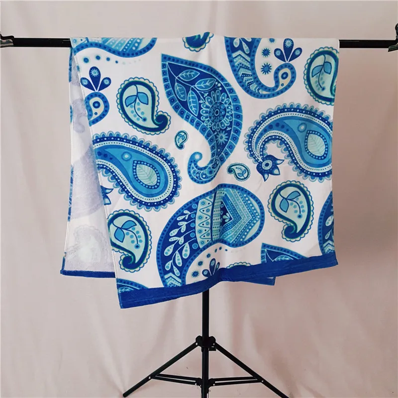 100 Cotton blue Royal flower pattern Beach Towel 28*57 inch Bath Towel