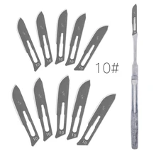 1Pcs Extended Handle Scalpel Knife with 10Pcs Surgical Scalpel Blades 10# 11# 12# 15# Animal Surgical Knife PCB Repair Knife