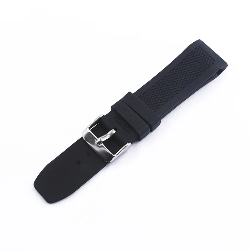 watch accessories 22mm Black silicone strap Buckle suitable for Outdoor Sports Diving Men's rubber watch band Arc interface