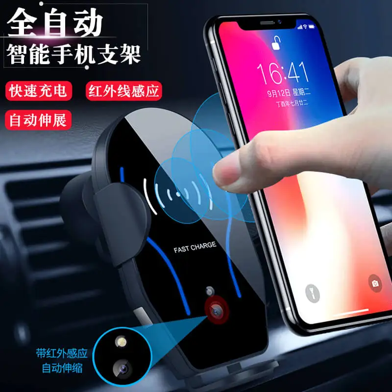 10W Wireless Car Charger X8 Automatic Clamping Fast Charging Phone Holder Mount in Car for iPhone xr Huawei Samsung Smart Phone