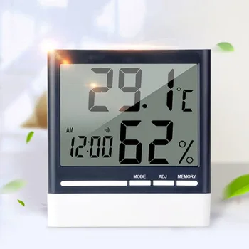 

318 Digital Electronic Thermometer Hygrometer Temperature Humidity Monitor Stand Bracket Hanging Alarm Clock Indoor Home Use
