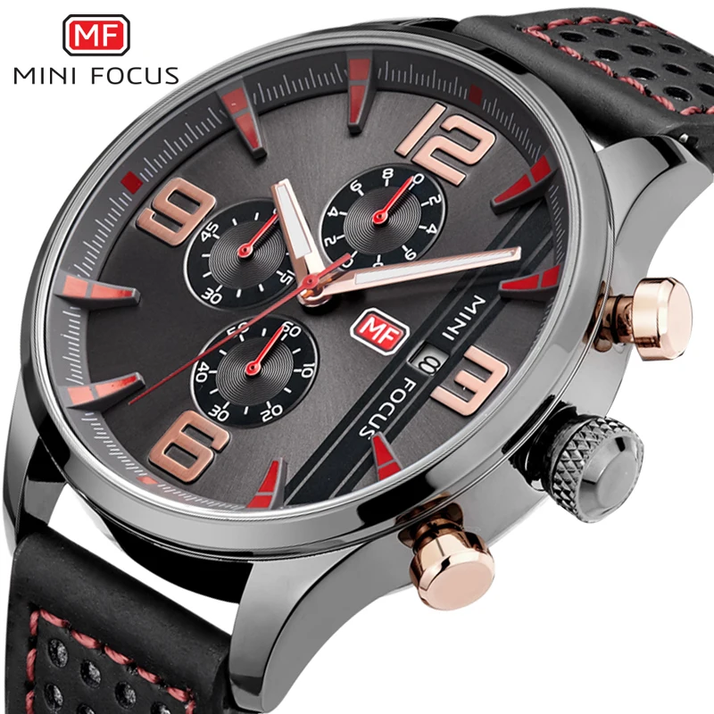 

2017 Mens Business Watches Top Brand Luxury Waterproof Chronograph Watch Man Leather Sport Quartz Wrist Watch Men Clock Male