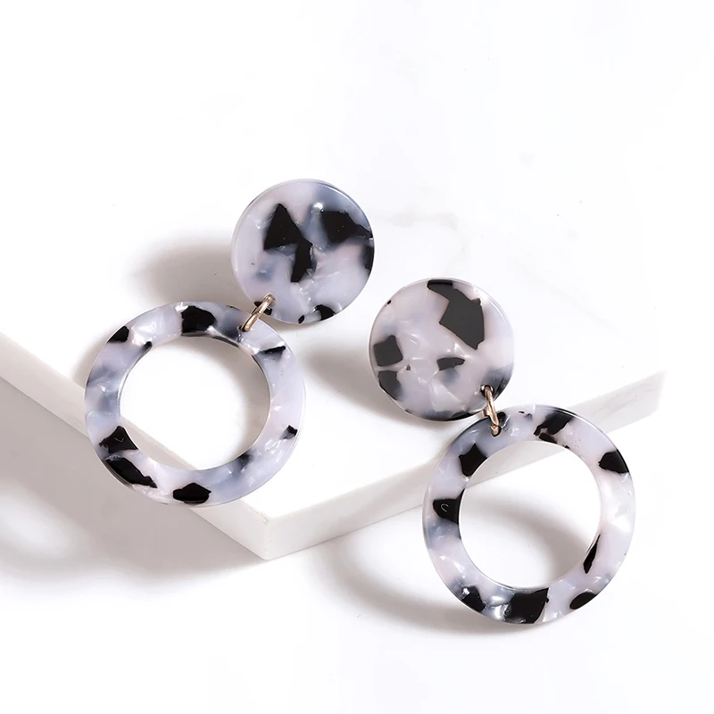 

Trendy Small Acrylic Round Earrings For Women Bohemian Geometric Earrings Cute Fashion Jewelry Women Accessories Gfits Wholesale