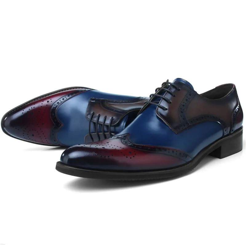 Bräutigam And Herren Oxfords Brogues Business Echtem Formalen Prom Schuhe Black Hochzeit Mode black Leder Kleid Männlichen Aus Blue FgaUn